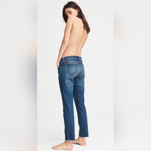 Rag & Bone DRE Low-Rise Boyfriend Raw Hem Acid Wash Blue Women Jeans Sz 27 - Picture 5 of 17